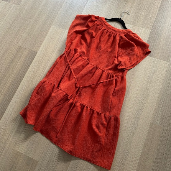 Calvin Klein Gauze Split Neck Tiered Swing Dress - Size 12 - Picture 5 of 6